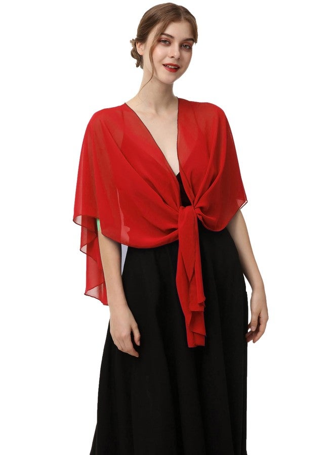 Hotshawl Womens Chiffon Shawls and Wraps, Wedding Party Shawl Scarf for Evening Dresses (Red) - Image 4